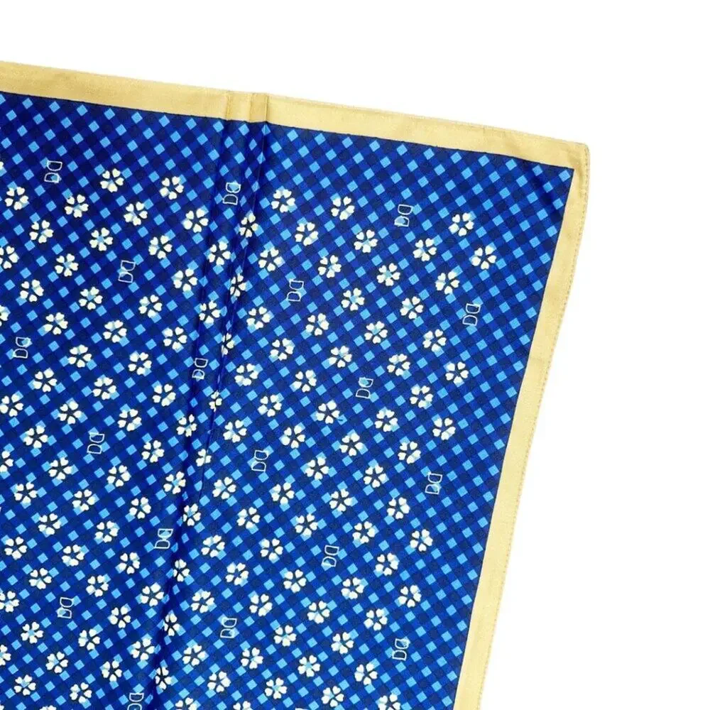 2/$30 NEW Blue Green Cream Tan Dot Flower Printed Silky Fashion Scarf